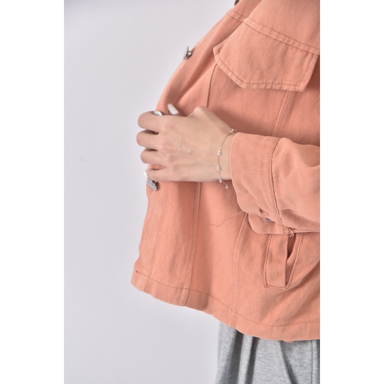 (XL) yuauyuau丹寧牛仔質感橘色外套二手衣, , large