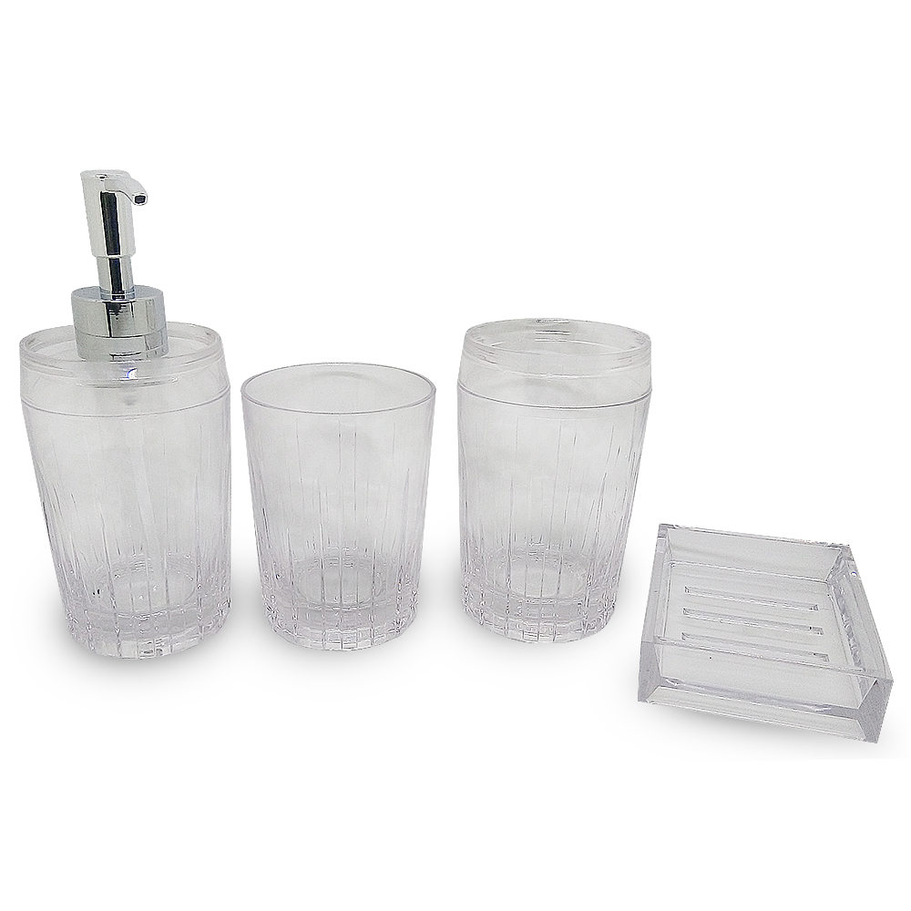 金德恩 GS MALL 台灣製造 一組四件 壓克力盥洗用具 牙刷架 漱口杯 牙膏架 肥皂盒 香皂盒 浴室收納, , large