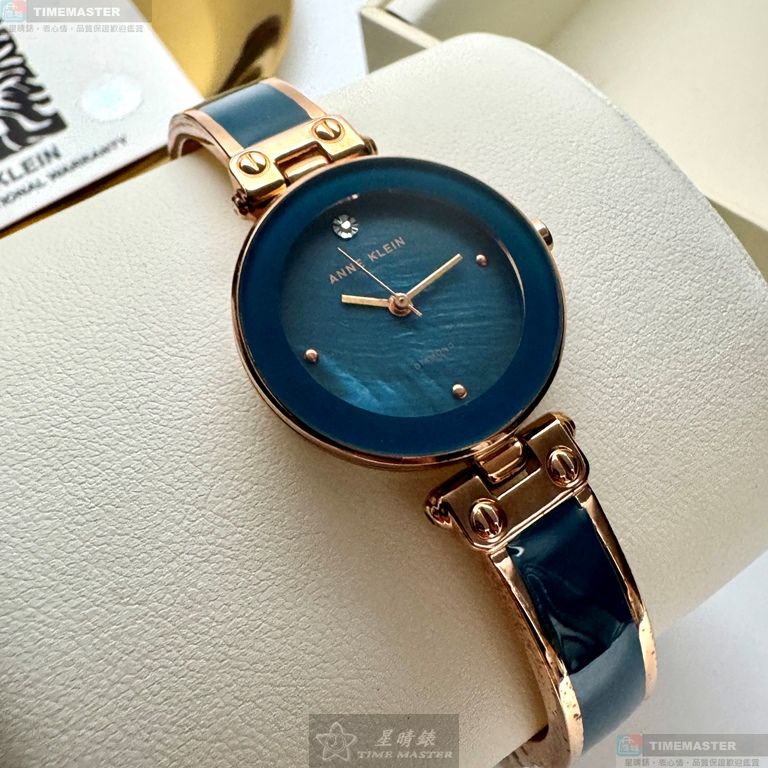 [星晴錶業]ANNE KLEIN手錶,28mm,AN00597藍綠色錶面玫瑰金錶殼玫瑰金色合金錶帶款, , large