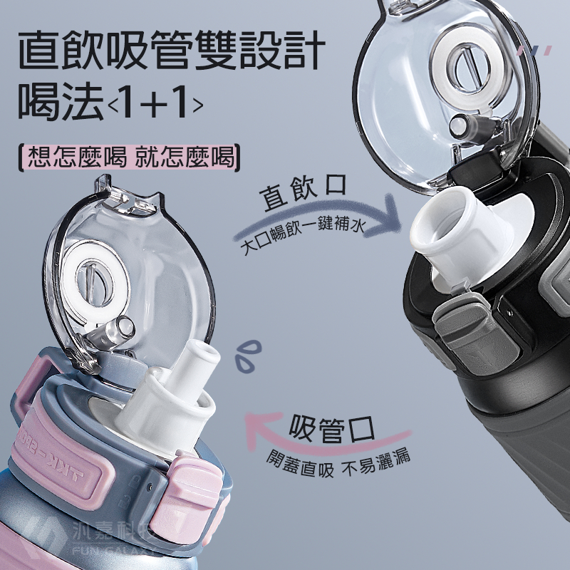 TKK台灣代理 哈崙運動保溫瓶 316不銹鋼內膽 500ml 醫療等級 運動 隨行杯 兩用 直飲 吸管 水壺 保溫壺, , large