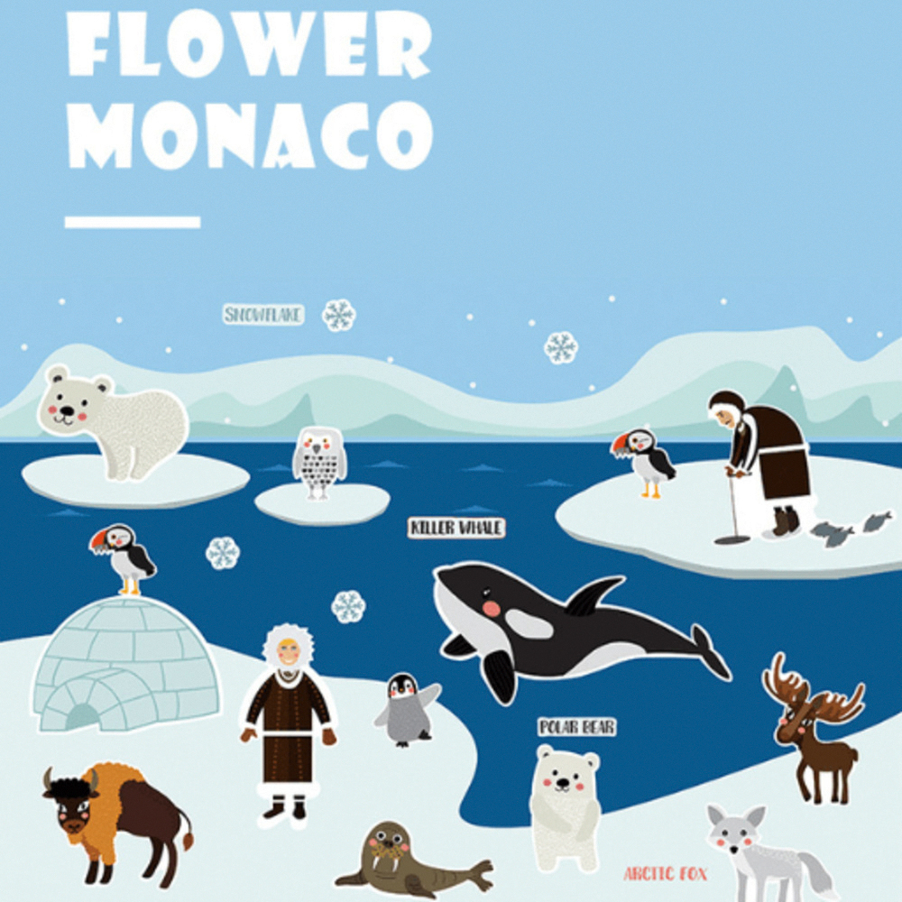 英國 Flower monaco益智靜電貼, , large