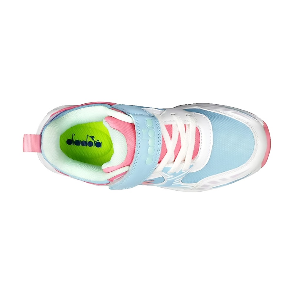 DIADORA迪亞多那 電光時尚童鞋 童運動鞋 兒童鞋 酷炫閃燈 魔鬼氈 寬楦 透氣 保護後跟 吸震 抗菌 黑白藍 藍粉, , large