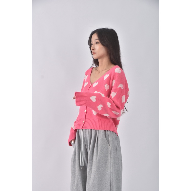 (XL) white韓牌質感愛心粉色長袖上衣二手衣, , large