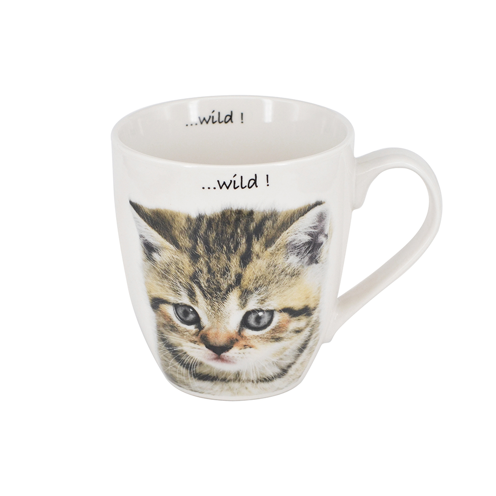 【YU Living】俏皮動物造型陶瓷馬克杯 早餐咖啡杯 600ml-虎斑貓, , large
