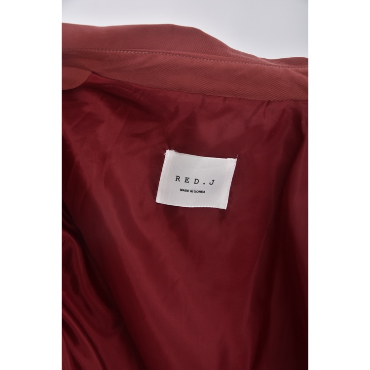 (S) red j西裝長版排扣紅色綁帶外套二手衣, , large