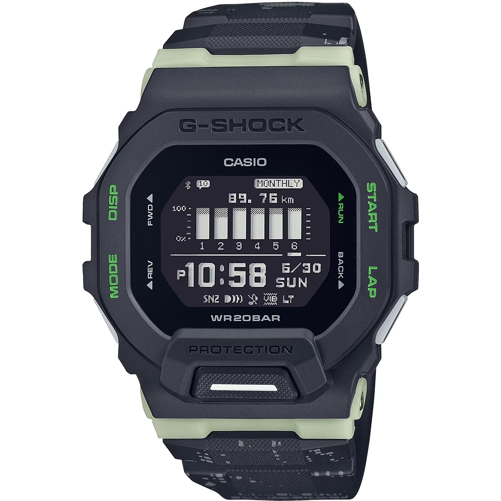 CASIO 卡西歐 G-SHOCK 夜光迷彩 城市夜景系列藍芽手錶 GBD-200LM-1, , large