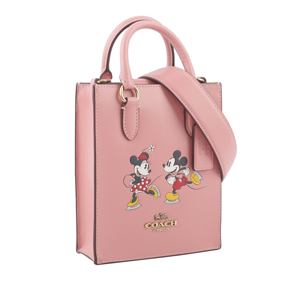 COACH Disney X Coach 米奇米妮溜冰圖案迷你二用琴譜包/淺腮紅粉, , large