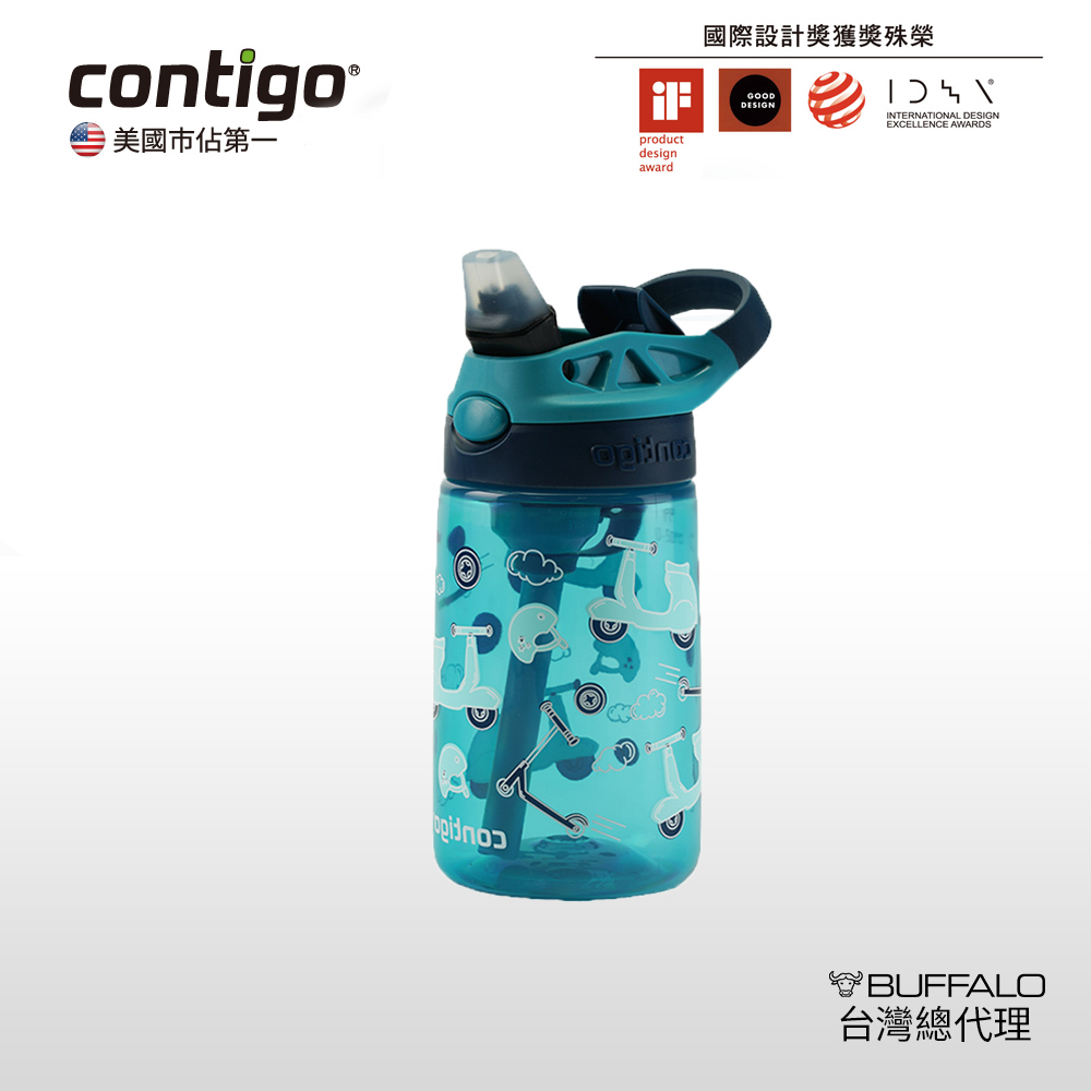 【美國Contigo】防漏兒童吸管瓶414ml-摩托車(台灣總代理 運動水瓶 水壺 吸嘴), , large