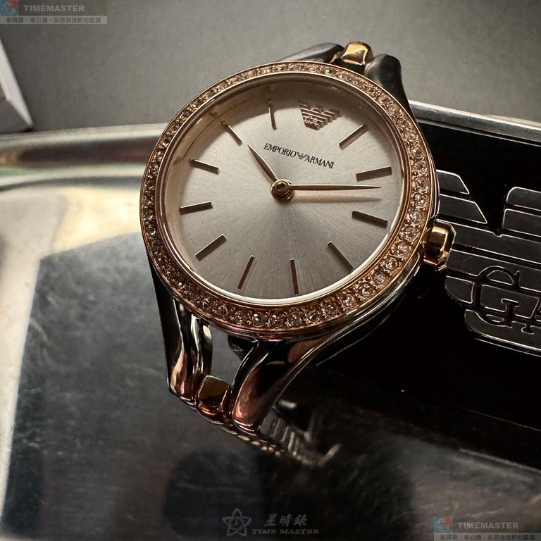 [星晴錶業]ARMANI手錶,28mm,AR00084銀白色錶面玫瑰金錶殼金銀相間精鋼錶帶款, , large