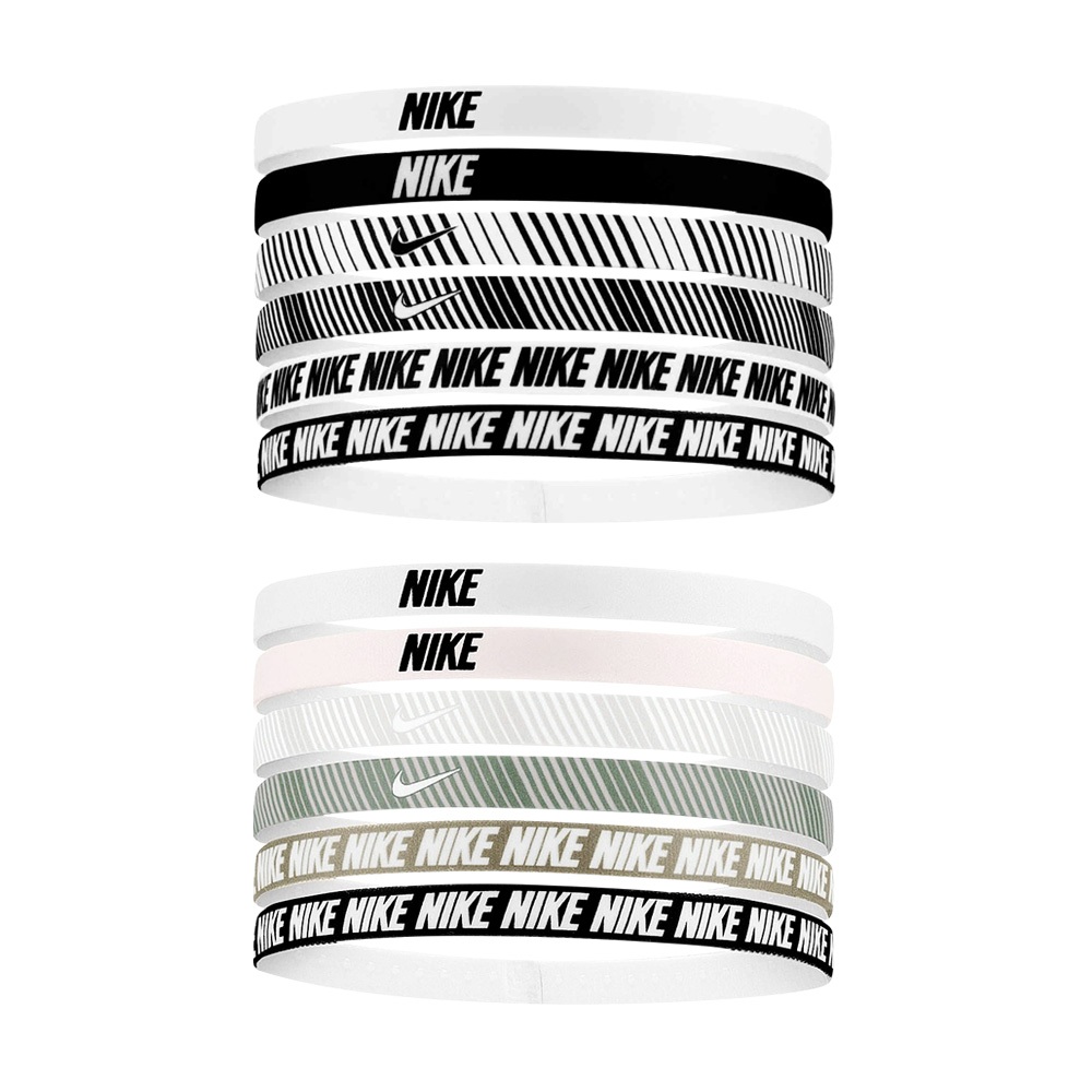 NIKE FLEX CLASSIC 頭帶 6PK PRINTED 運動頭帶 止汗髮帶 矽膠止滑 彈性 多選擇 白黑 粉綠, , large