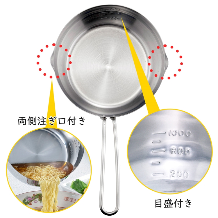 【毓秀堂】下村企販 不鏽鋼附刻度單手鍋18cm, , large