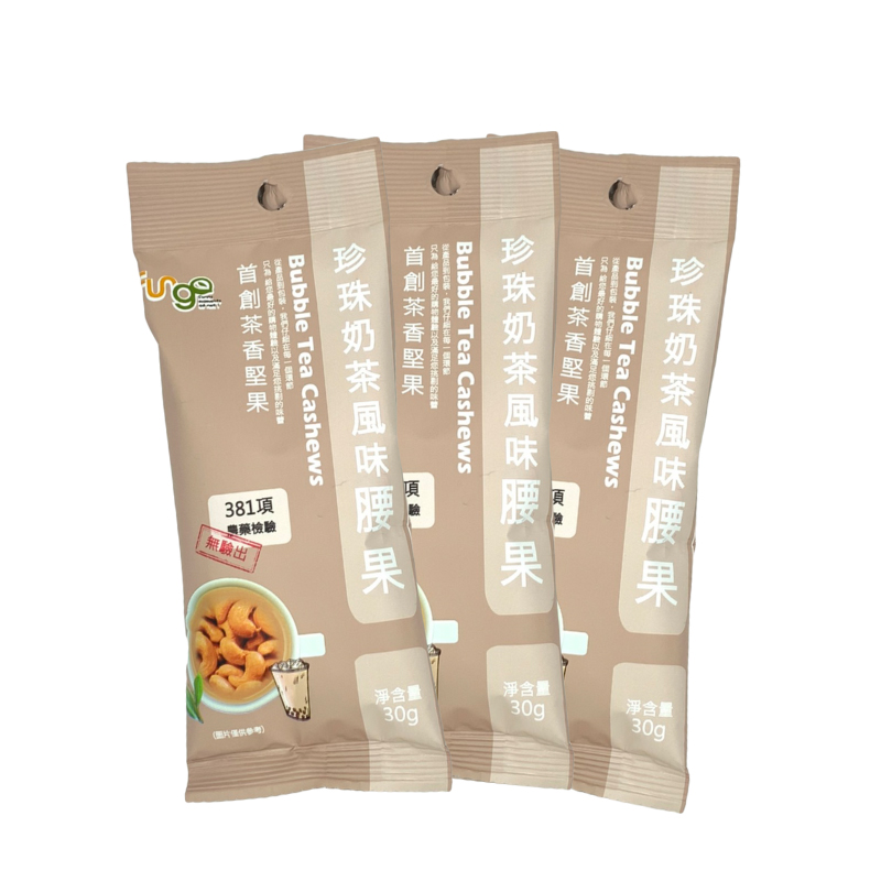 [萬鑫]Fungo芳菓珍珠奶茶風味腰果隨手包30g(6包組), , large