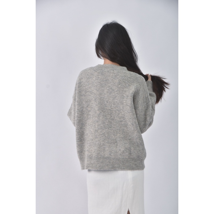 (XL) b studio質感圓領灰色長袖上衣二手衣, , large