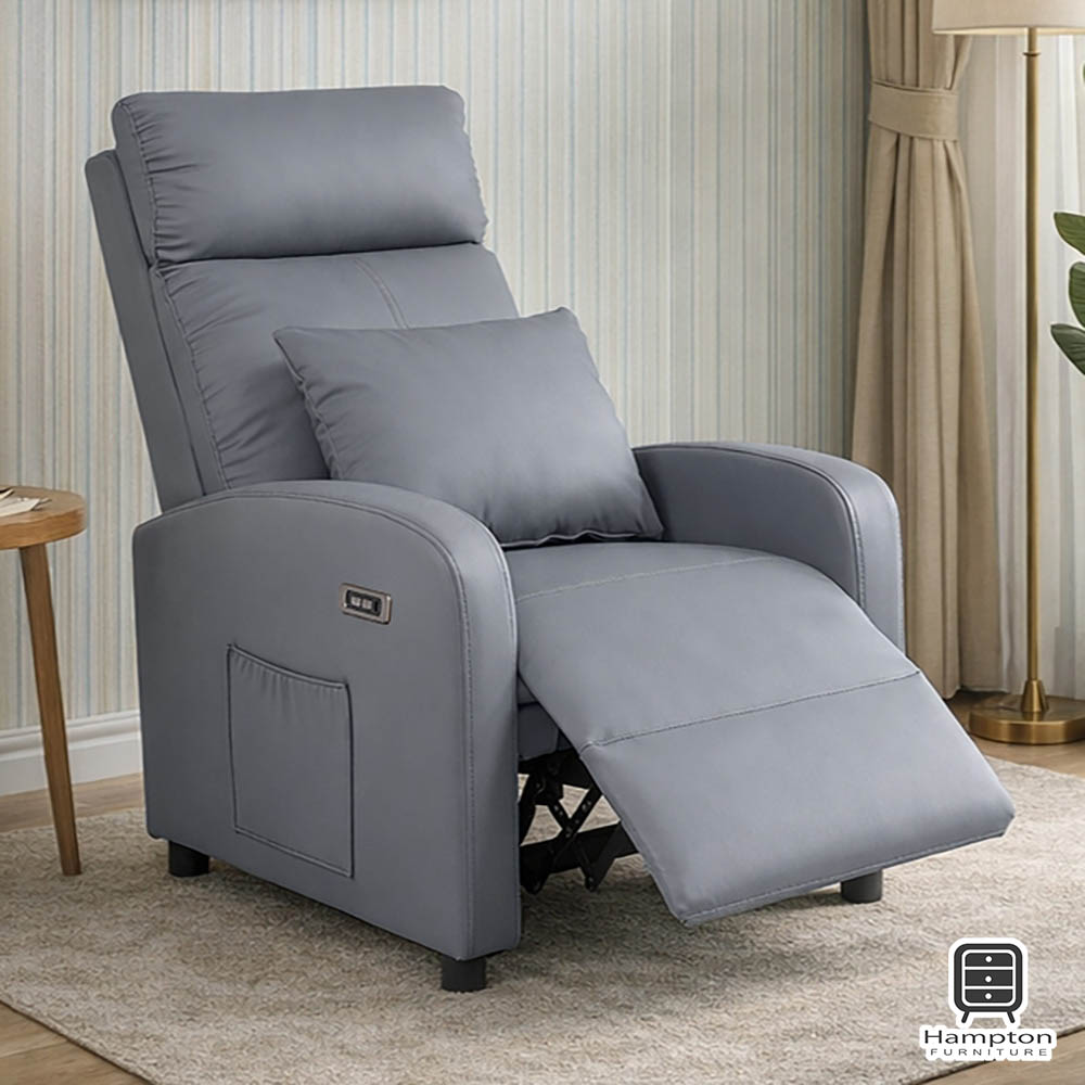 【Hampton 漢汀堡】  丹尼爾電動躺椅-鋼鐵灰(含腰枕), , large