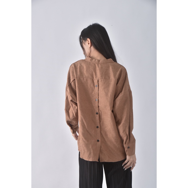 (XL) sweet後鈕扣棕色長袖上衣二手衣, , large