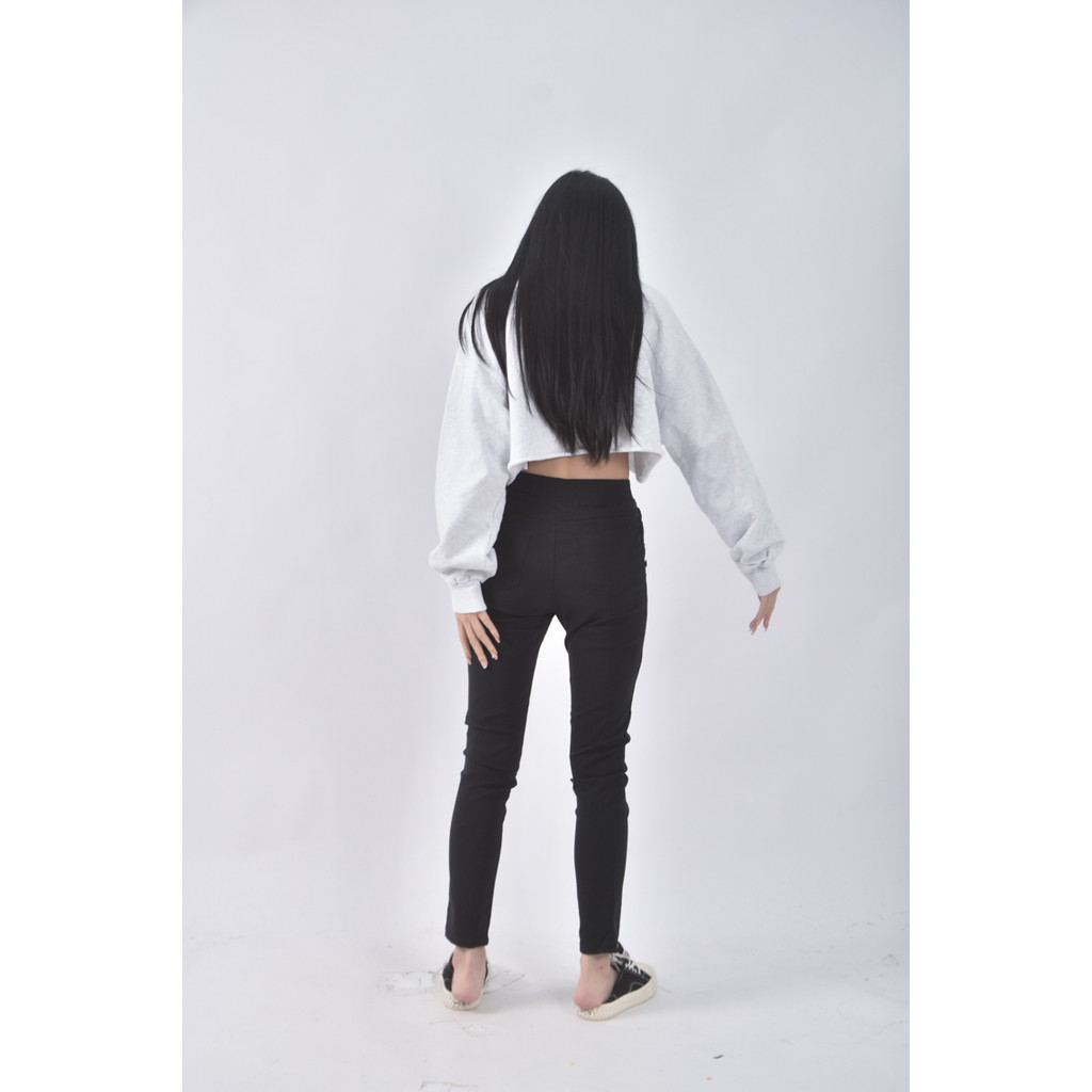 (XL) 緊身黑色長褲二手衣, , large