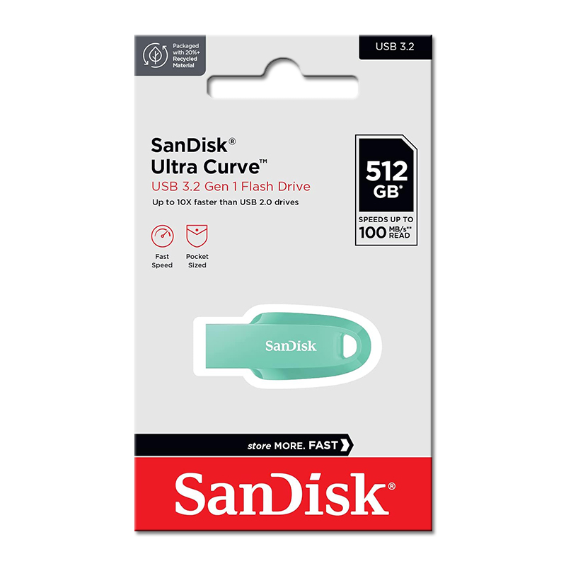 【SanDisk】Ultra Curve 512G 綠色 USB 3.2 隨身碟 讀取速度 100MB/s, , large