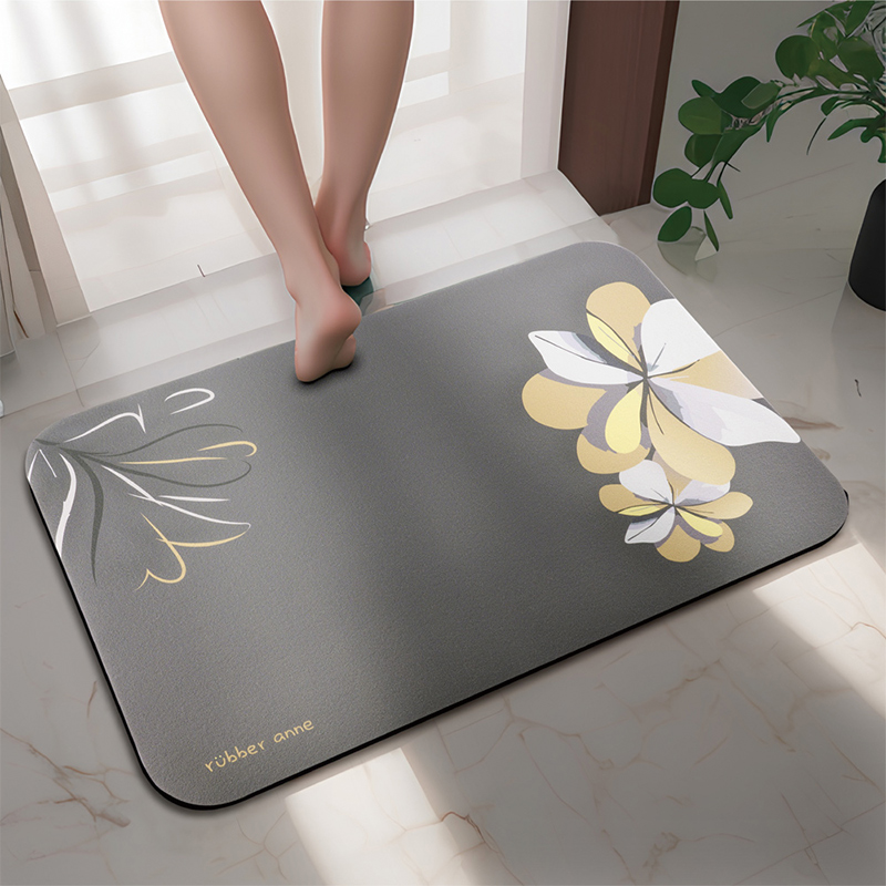 【Monster】 Soft Diatomaceous Earth Absorbent Mat &ndash; Essence of Wind Series (60x40cm) &ndash; Misty Gray, , large