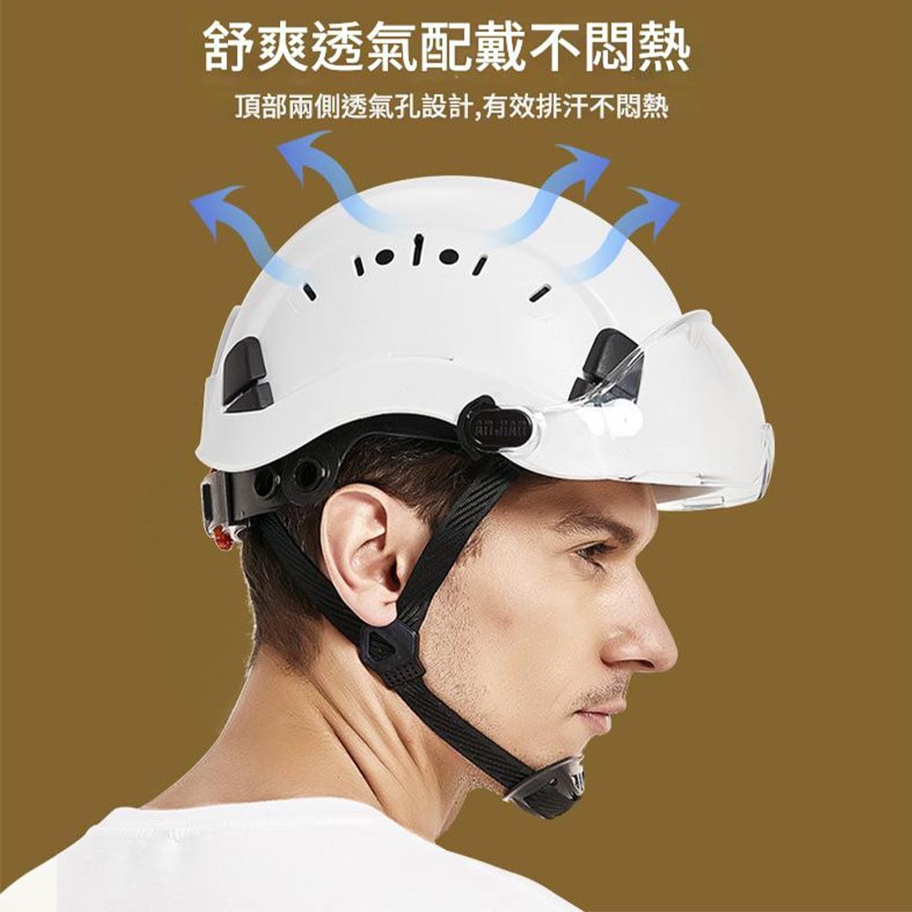 工地護目安全帽(白)可接耳罩, , large