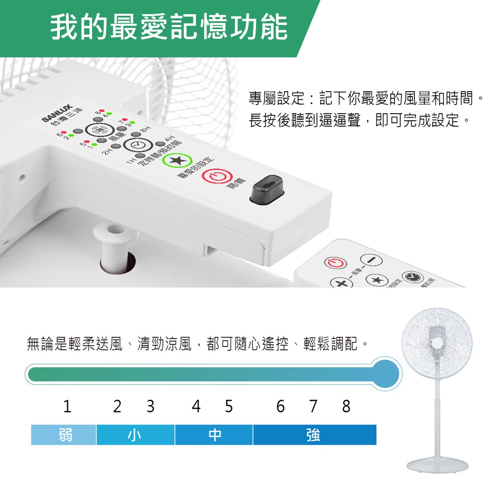 SANLUX 台灣三洋 14吋 免彎腰 直立式遙控DC扇 EF-P14DH, , large