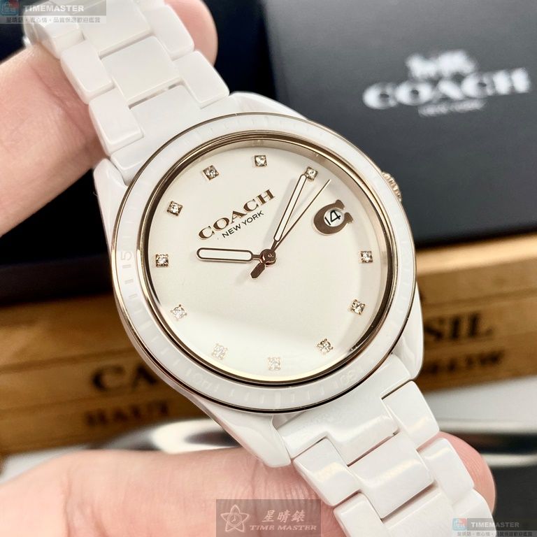 [星晴錶業]COACH手錶,36mm,CH00021白色錶面白錶殼白陶瓷錶帶款, , large