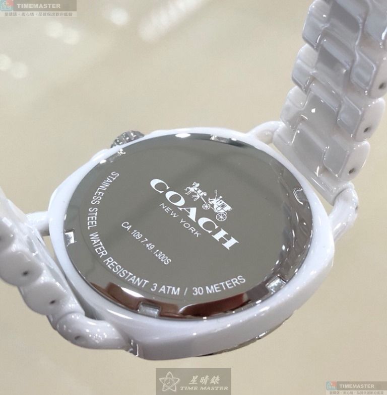 [星晴錶業]COACH手錶,34mm,CH00069白色錶面白錶殼白陶瓷錶帶款, , large
