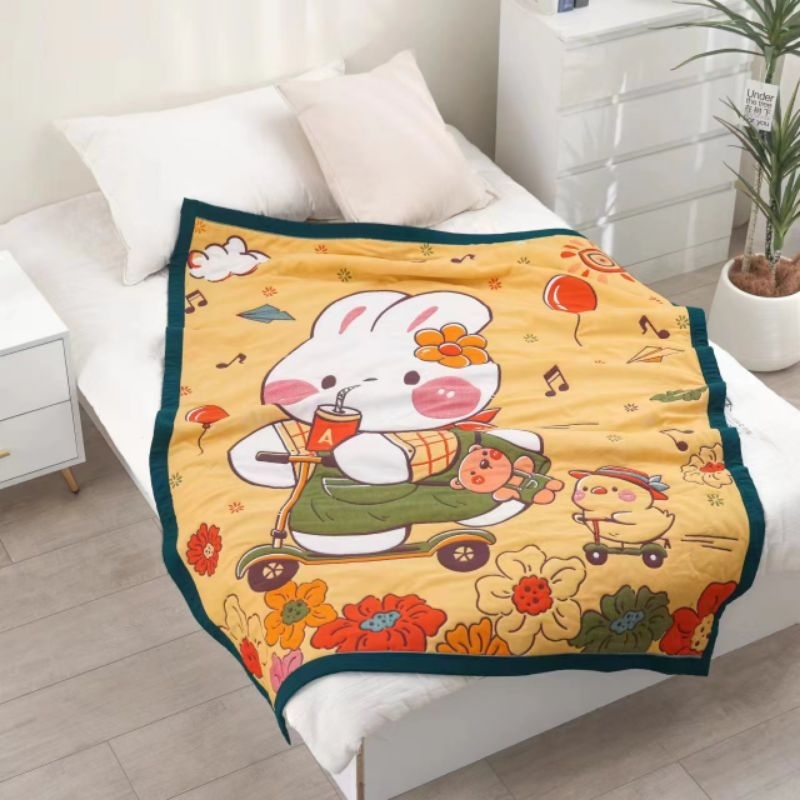 [Kaimei Cotton Industry] Randomly excellent autumn and winter limited edition! Single ten-layer gauze cute pattern air conditioning quilt (120×150cm), , large