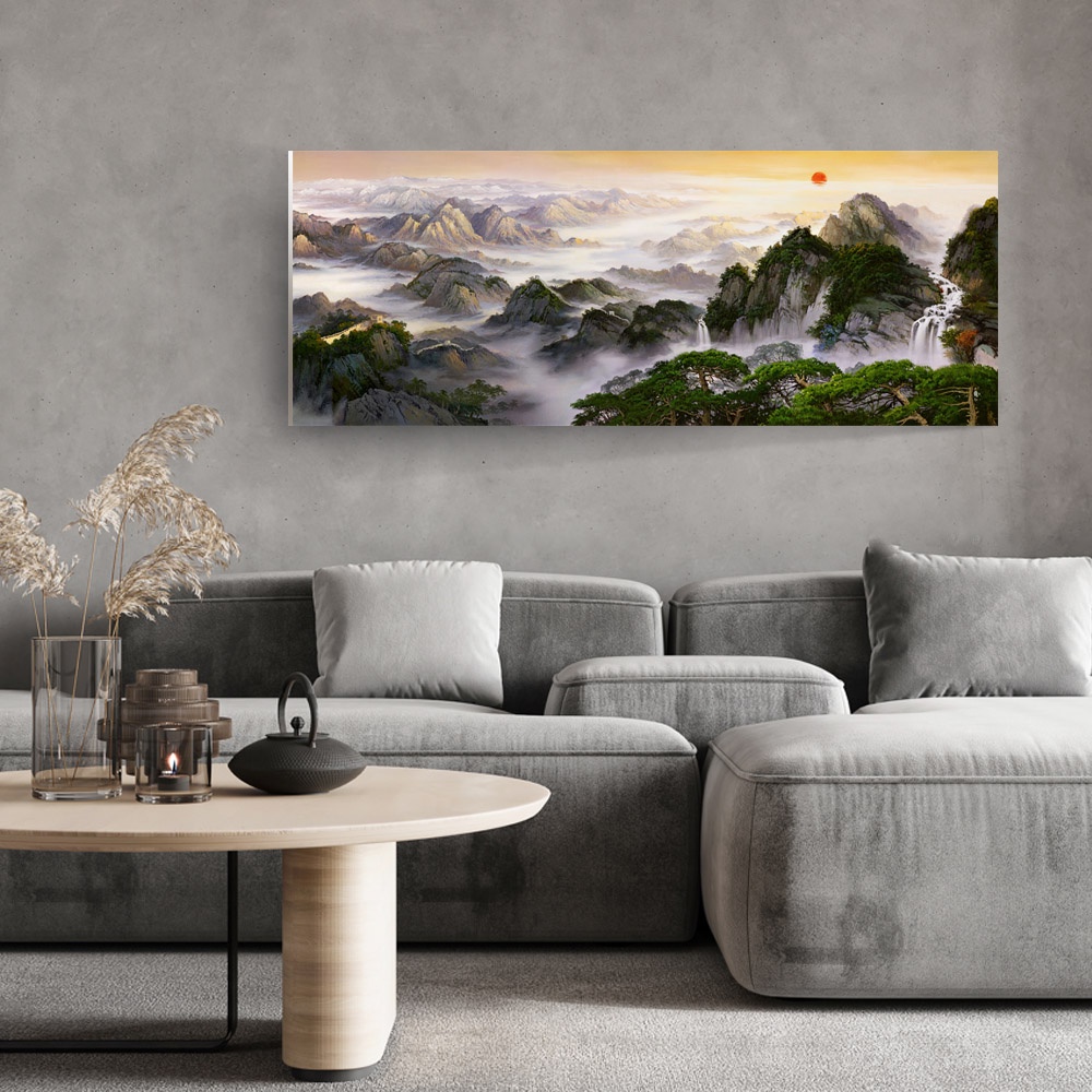 【御畫房】黃山雲海 國家一級畫師手繪油畫60×120cm(VF-33), , large