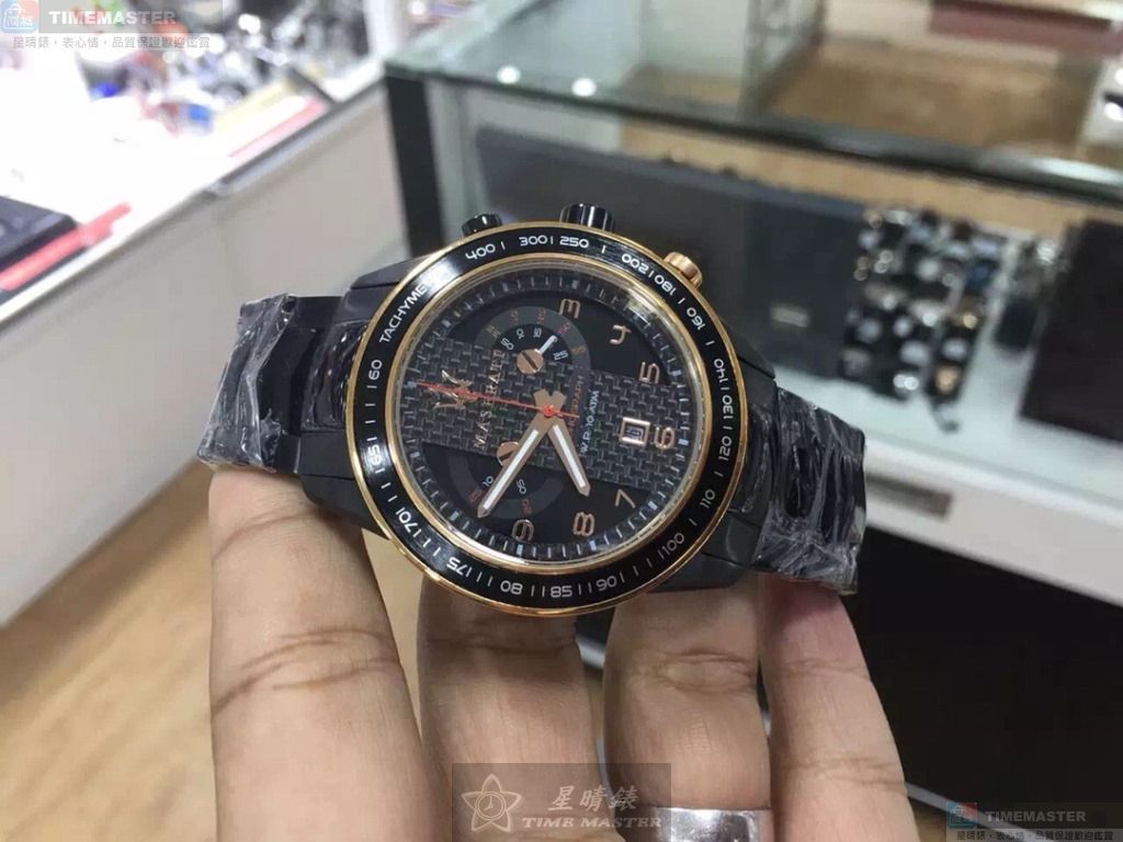 [星晴錶業]MASERATI手錶,46mm,R8873610002黑玫瑰金色錶面黑錶殼深黑色精鋼錶帶款, , large