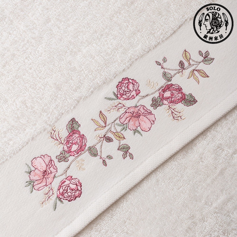 【SOLO Vintage】LCW Home 50x80cm Flower Embroidery Towel 100% Cotton Super Absorbent Made in Turkey, , large