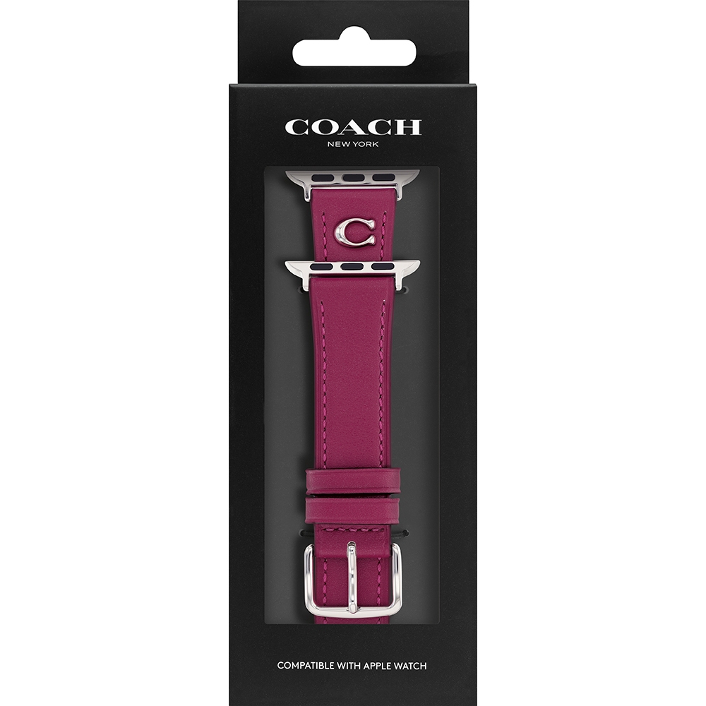 COACH Apple Watch 錶帶 38/40mm 適用 C字皮錶帶 - 紫色(不含手錶), , large