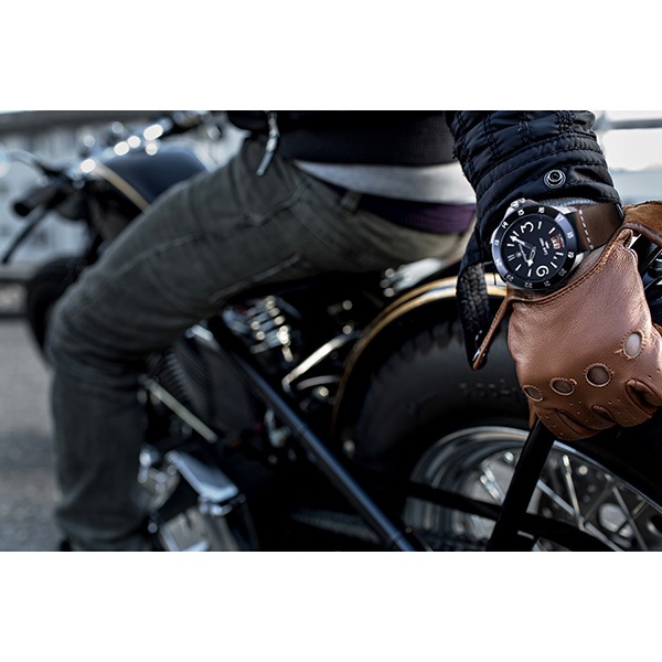 elegantsis x CafeRacer 經典復古機械錶-黑x咖啡/44mm ELJR65AS-C1NB2L, , large