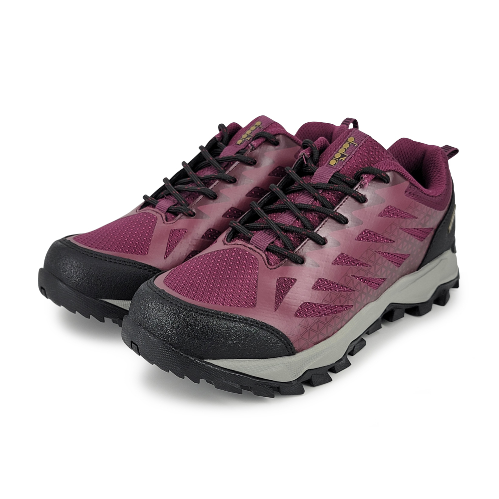 DIADORA迪亞多那 防潑水越野鞋 女運動鞋 登山鞋 透氣 康特杯 保護後跟 散熱 排濕 彈力 耐磨 防滑 黑 紅, , large