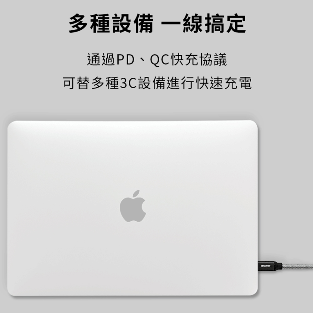 【怪獸選物】IDEAMON 磁吸收納編織充電線_雙Type-C (60W)_純黑, 純黑, large