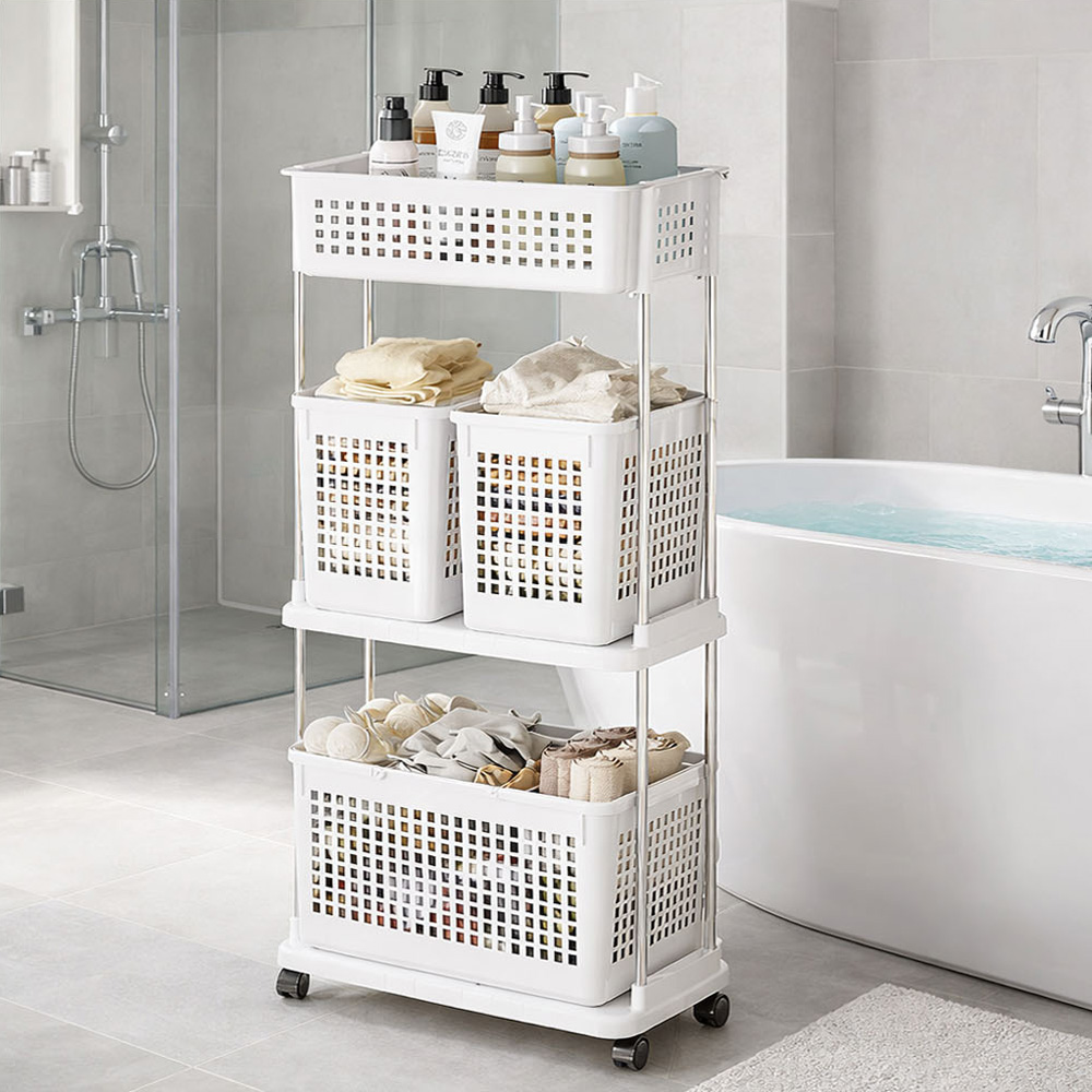 【AOTTO】多功能三層附輪置物收納架(AS-213), , large