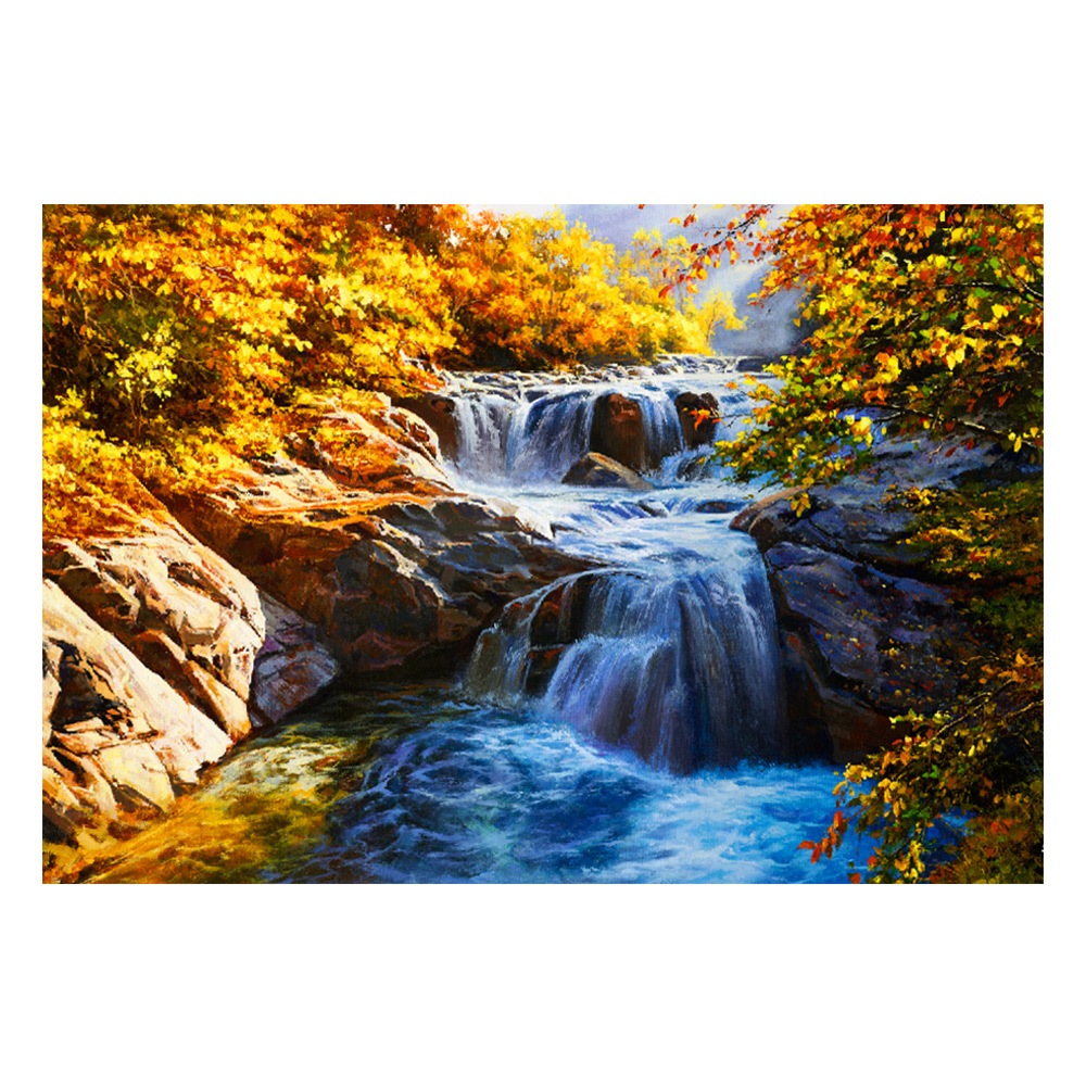 【御畫房】山谷溪流 國家一級畫師手繪油畫60×90cm(VF-89), , large