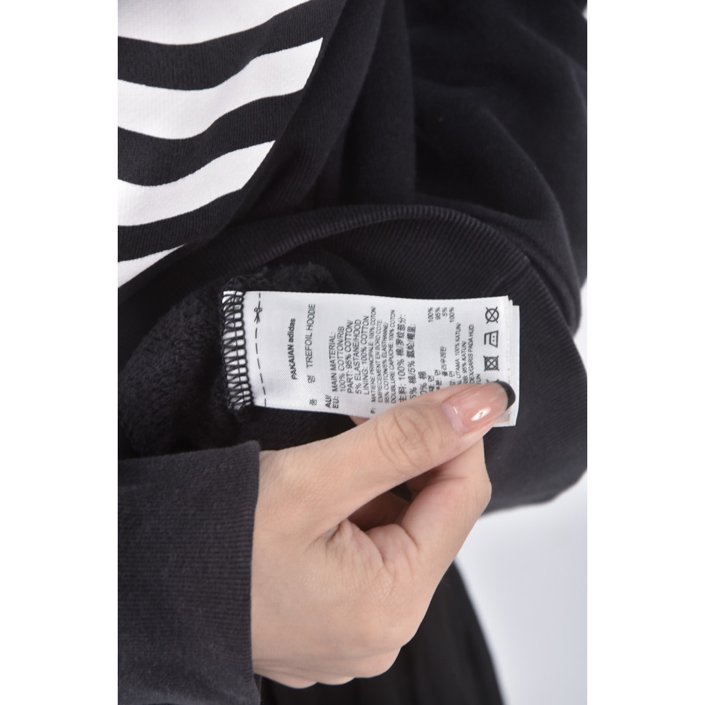 (L) adidas棉質純棉帽T黑色長袖上衣二手衣, , large