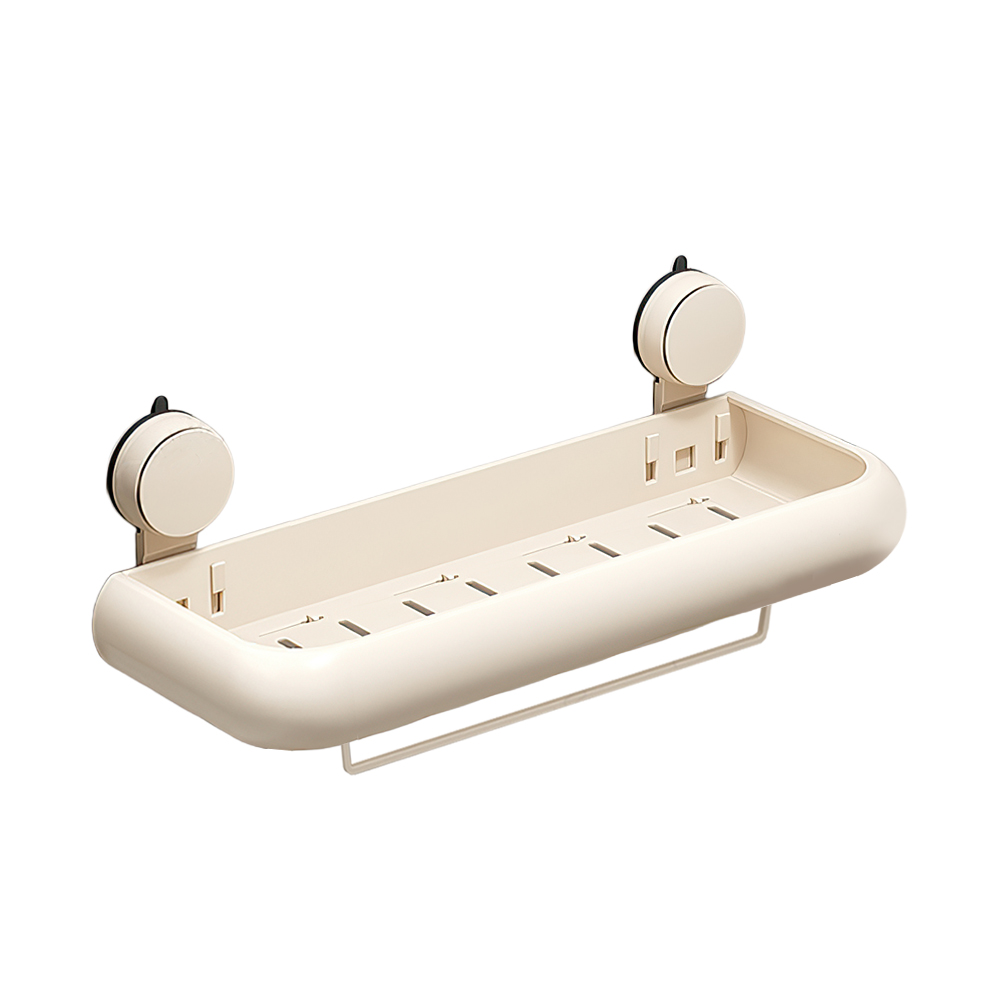 【上手家居】吸盤浴室置物架-奶白色30cm(吸盤置物架/浴室收納/浴室架/廁所置物架), , large