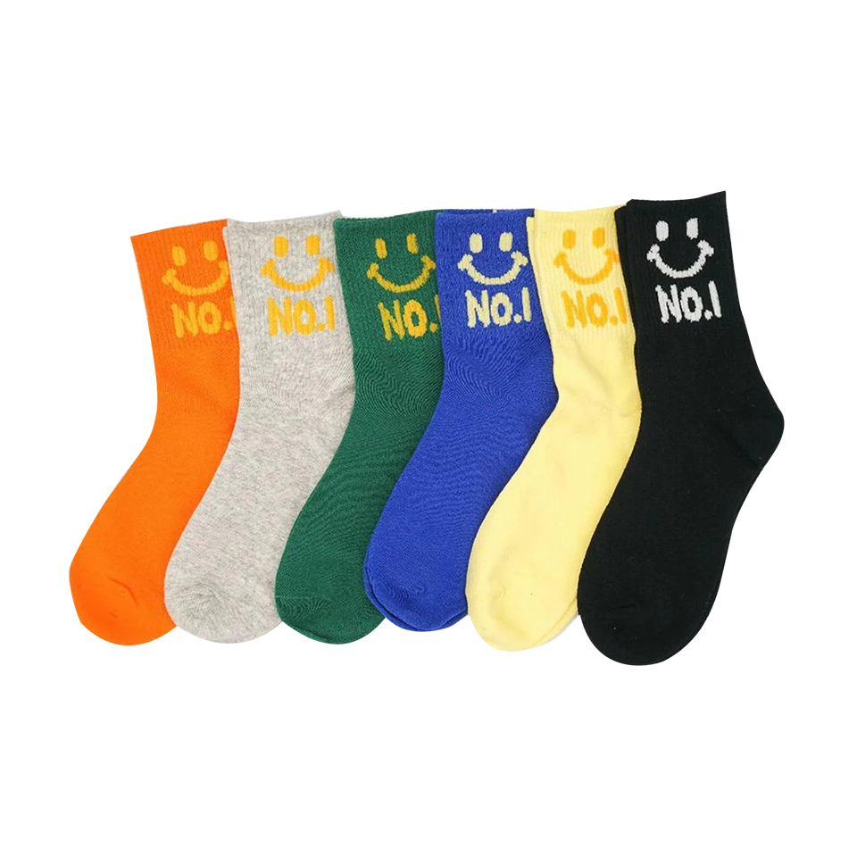 [Kaimei Cotton] MIT Made in Taiwan Pure Cotton Comfortable Styling Children's Socks Smile No. 1 Style 14-17cm-9 Pairs, , large