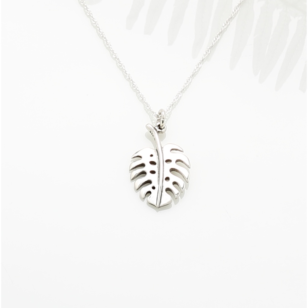 【Angel & Me】龜背芋 葉 Monstera s925 純銀 項鍊 生日 情人節 聖誕節 禮物, , large