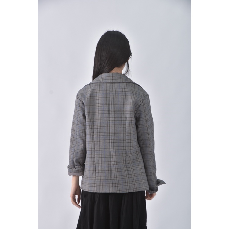 (S) miss ff質感格紋灰色外套二手衣, , large