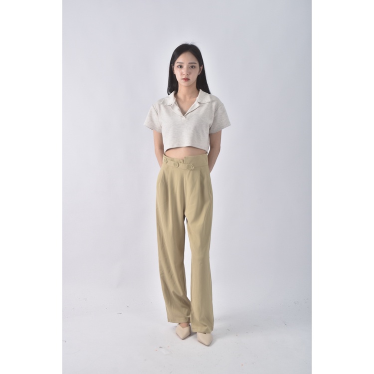 (S) me too高腰素色綠色長褲二手衣, , large