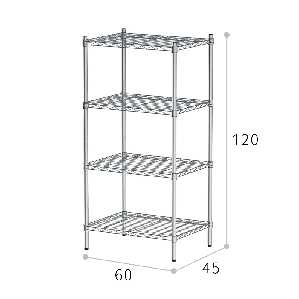 【Y HOUSE】60x45x120cm Lightweight Four-layer Iron Rack Iron Rack Shelf - Painted Black, , large