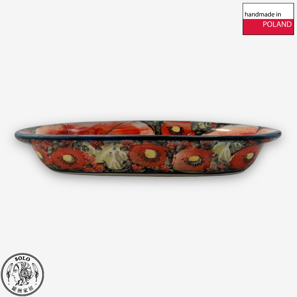 【SOLO歐洲家居】波蘭製 Cerraf 波蘭陶 18.5cm 橢圓小碟 赤霞花語系列, , large