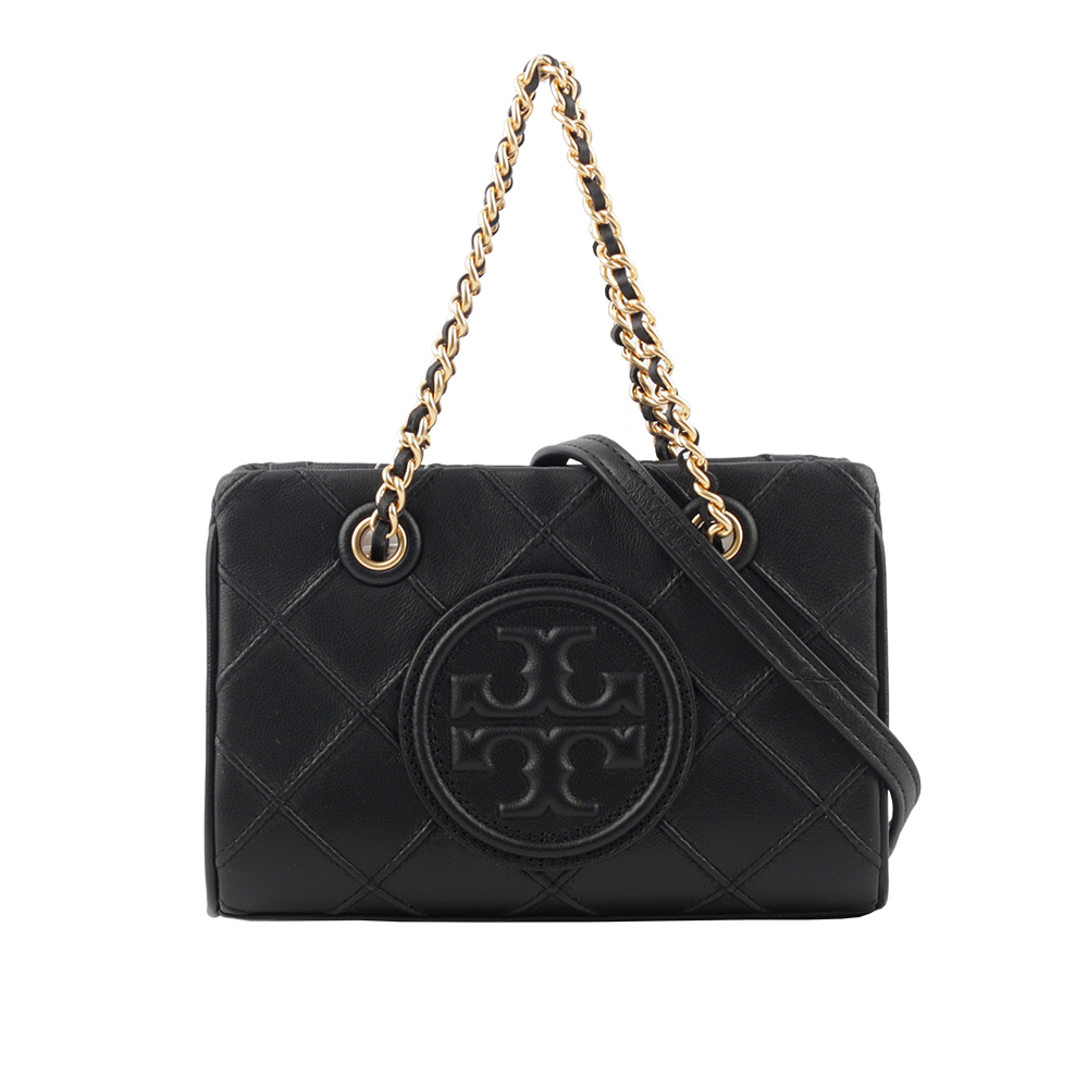 TORY BURCH Fleming 納帕皮革手提/斜背迷你二用托特包/黑色, , large
