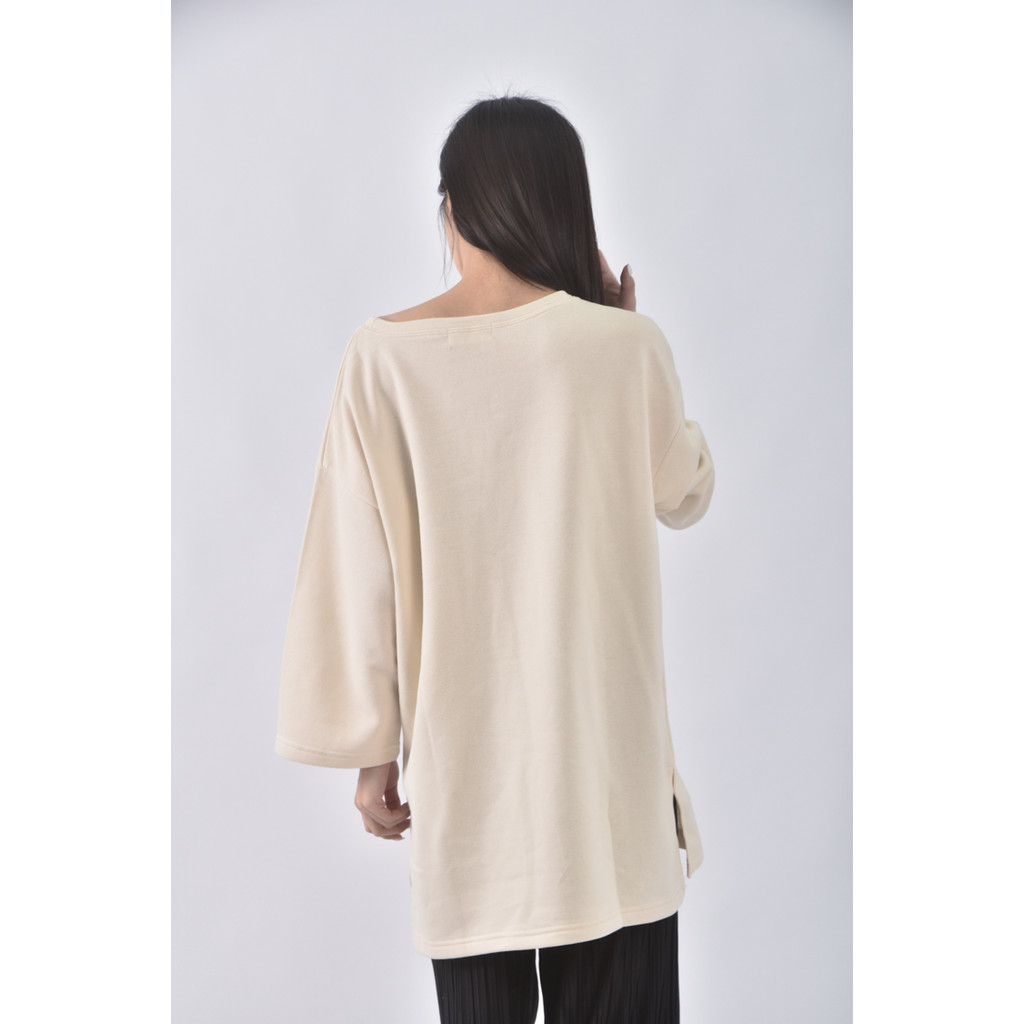 (F) jane morion韓牌棉質圖案杏色長袖上衣二手衣, , large