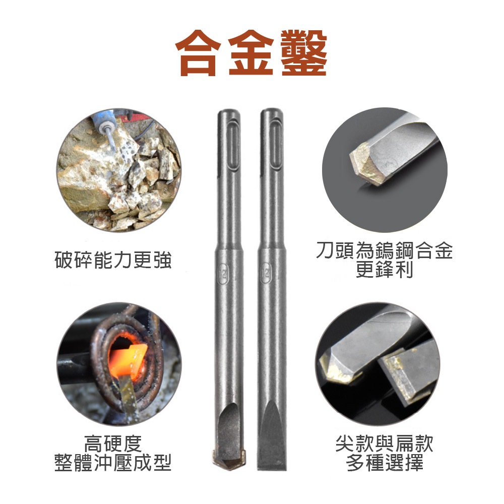 台灣現貨！電動鑿 合金鑿 破壞鑿 電鎚鑿 SDS四溝 H41鑿尾 鴨頭 電錘 電動鎚鑿 水泥鎚鑿刀 免出力錘鑽 破碎機, , large