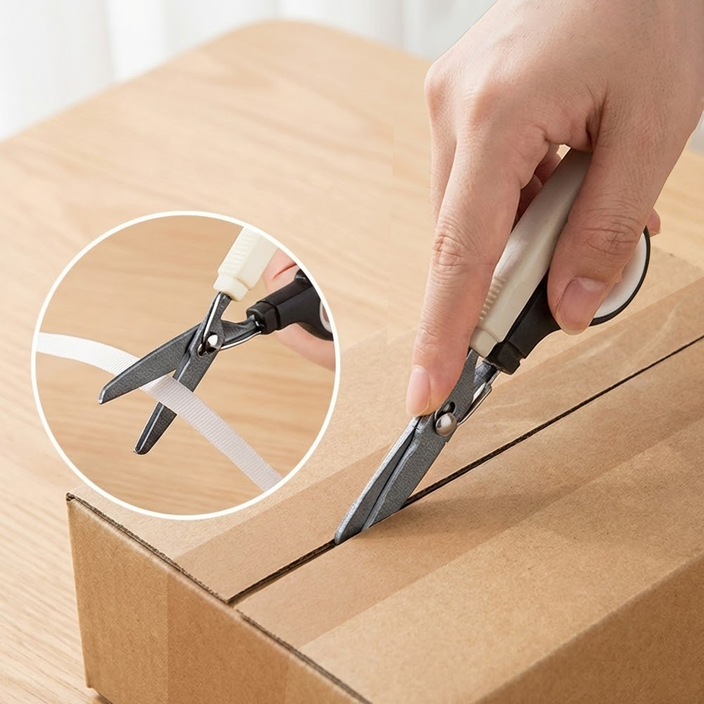 【上手家居】兩用式開箱剪刀-黑色(開箱刀/拆信刀/拆箱器/拆箱刀), , large