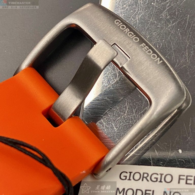 [星晴錶業]GiorgioFedon1919手錶,48mm,GF00100黑色錶面銀錶殼橘矽膠錶帶款, , large