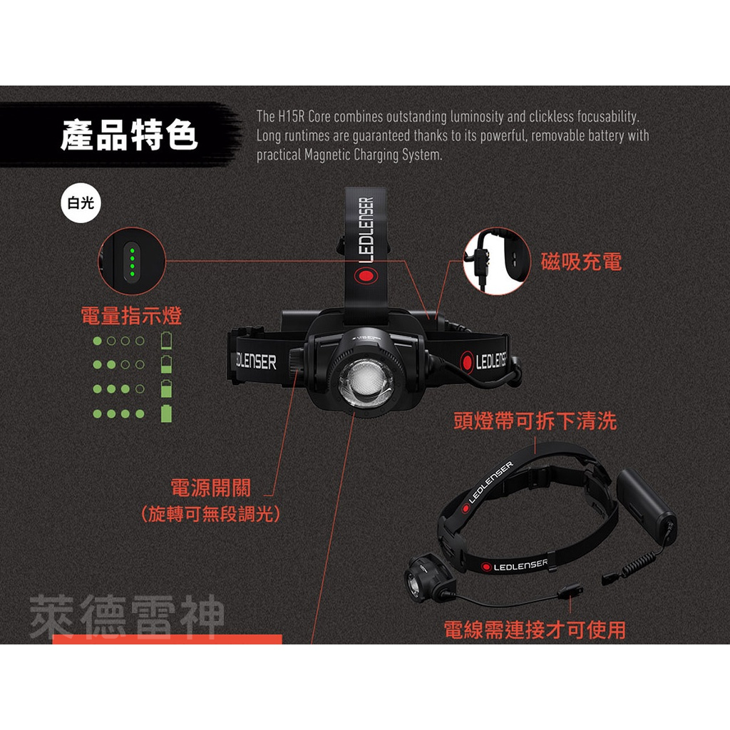 【德國Ledlenser】H15R Core 充電式伸縮調焦頭燈, , large